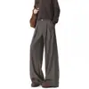 Pantalones plisados de espiga estilo Old Money para hombre, Chaleco de plumón de pareja moderno para primavera y otoño, Pantalones largos casuales versátiles holgados retro