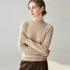 Suéter 100% Cachemira Pura para Mujer, Color Sólido, Cuello Medio Alto Simple, Nuevo Estilo Otoño e Invierno 2025, Suéter Holgado de Cachemira, Suave y Liso