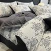 Juego de cama de cuatro piezas de algodón cepillado de lujo ligero para primavera y verano, sábanas de algodón puro para dormitorio principal de alta gama, funda de edredón, sábanas, ropa de cama