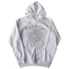 Moletom com Capuz Estilo Americano Doce-Frio Estampa de Teia de Aranha Estrela, Unissex Solto Peso Pesado High Street, Em Estoque para Atacado Transfronteiriço