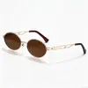 Novos Óculos de Sol com Armação Oval Cat-Eye Texturizados Moda Personalidade Proteção UV Óculos de Sol Metálicos Transfronteiriços Europeus e Americanos