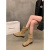 Botas de Media Caña Retro con Plataforma y Tacón Grueso para Mujer 2025 Nuevas Botas Individuales Botas Cortas Apiladas Otoño Invierno Botas Martin