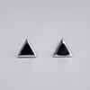 Brincos de Prata 925 Atacado, Brincos Triângulo Preto Simples Geométricos Estilosos para Mulheres, Brincos de Prata Pura Moda Coreana