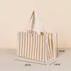 Bolsa Bento Lona Listrada Cor Sólida Bolsa Lona Personalizada Toque de Luxo Saco de Tecido para Lembrança Bolsa de Armazenamento Bolsa para Presente
