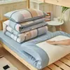 Conjunto de cama puro algodão de três peças para estudantes universitários, lençol de cama 100% algodão, capa de edredom, protetor de colchão, roupa de cama de solteiro para dormitório