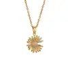 Acero de Titanio No se Desvanece Girasol de Verano Collar de Lujo Ligero para Mujer, Cadena de Clavícula Versátil Simple de Moda Cobre Chapado en Oro de Alta Gama