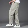 Pantalones de trabajo de alta gama de Hong Kong para hombre, corte recto holgado, estilo fino de verano 2026, talla grande, pantalones casuales de pierna ancha