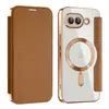 Funda Magnética de Cuero con Ranura para Tarjeta y Cubierta Protectora Dorada Shield para Google Pixel9A, Funda Magnética para Teléfono 10A
