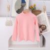 Camiseta de Manga Larga para Niños Transfronteriza Color Sólido Top de Otoño Camiseta Básica de Manga Larga Cuello Medio Fruncido Ropa para Niños Top