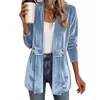 Transfronterizo Nuevo Otoño Invierno 2026 Ropa Femenina Europea Americana Terciopelo Dorado Versátil Cárdigan Color Sólido Holgado Abrigo de Longitud Media de Doble Botonadura
