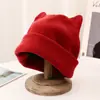 Sombrero de Tweed para la Nieve para Mujer, Gorro de Invierno Baotou Tejido, Sombrero de Lana con Orejas de Gato Lindas Coreanas, Gorro Cálido con Protección para los Oídos