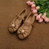 Zapatos Mary Jane para mujer con lazo y adornos de perlas, color albaricoque, de una sola tira, puntera redonda, suela plana, disponibles en tallas más grandes para mercados internacionales
