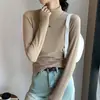 Nueva estilo cuello alto medio forro polar de doble cara para mujer, otoño e invierno, ropa interior de moda, color liso, cálido top de manga larga, versátil