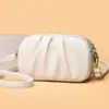 Bolsa feminina de marca com toque de luxo, novo modelo 2026, porta-moedas com zíper de três camadas, plissada, bolsa transversal feminina estilosa