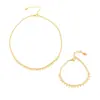 Collar con borla de diamantes y cuentas redondas estilo Amazon Ins, pulsera de nicho chapada en acero de titanio y oro auténtico de 18 quilates.