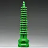Adorno de Torre Wenchang de Trece Pisos Tallado en Madera Maciza Verde, Torre Bagua, Simbolizando Progreso Constante, Manualidad para Escritorio de Estudio de Estudiante