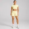 Conjunto Esportivo de Manga Curta com Costas Nuas Transfronteiriço para Mulheres com Bojos Top Fitness Roupa Esportiva ao Ar Livre Roupa de Yoga