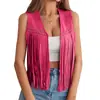 Chaleco vintage con tachuelas y flecos transfronterizo europeo y americano, cárdigan sin mangas estilo western de ante sintético, ropa para mujer de comercio exterior