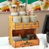 Prateleira para copo de milk tea Separador de copos copo de cerveja madeira escova de dentes japonesa copo canudo Bancada tipo extração