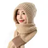 Nuevo Gorro de Lana de Invierno Gorro Tejido Bufanda Integrada Bufanda Cálida Cortavientos con Forro de Polar Gorro Baotou Gorro para Viento y Nieve