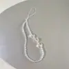 Pulsera de Perlas con Lazo de Cristal Fresco DIY Amor Perla Cadena para Teléfono Móvil de Trabajadora Amorosa Funda para Teléfono Móvil Anticaídas