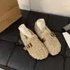Tendencia de celebridad de internet zapatos de pelo para mujer ropa de exterior 2026 otoño e invierno nuevos mocasines planos sin cordones con forro polar Birkenstock zapatos de algodón