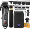 Conjunto de Aparador de Pelos Multifuncional Elétrico, Aparador de Cabelo Masculino, Lâmina em T, Aparador de Cabelo Sem Fio com Display LED
