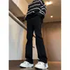 Calças jeans brancas de primavera e outono para homens, marca da moda, corte limpo, calças retas soltas e versáteis, estilo high street, calças levemente boca de sino