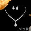 Suministro Transfronterizo Venta Caliente Joyería de Comercio Exterior Colgante Geométrico de Circonita Totalmente Diamantado Juego de Collar y Pendientes Cadena Juego de Joyería de Boda