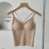 Nueva Ropa Interior Sexy Sin Costuras Estilo Camisola para Mujer, Copa Acolchada de Longitud Media, Sujetador Versátil Todo en Uno Sin Aros