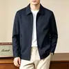 Nova jaqueta masculina business casual, jaqueta de lapela cor sólida com zíper, casaco masculino de outono e primavera