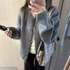 Cárdigan de Punto Gris para Mujer en Otoño, Holgado, Estilo Perezoso, Casual, Versátil, de Alta Gama, Chaqueta Exterior de Suéter, Top, Invierno