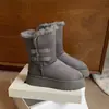 Versión de Cuero Suave~Suela Gruesa Hebilla Cuero y Piel Integrados Botas de Nieve para Mujer Calzado Cálido de Piel Botines Casuales Botas de Algodón