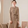 Vestido de punto con cuello de muñeca 2023 nuevo para mujer de cachemir elegante estilo coreano para llevar solo vestido largo con cordones