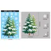Decoraciones navideñas pegatinas de cristal de copo de nieve, más vendidas en Amazon, pegatinas electrostáticas de cedro verde de invierno
