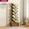 Estante de Livros de Madeira Maciça Simples Rack de Armazenamento Integrado Estante Criativa Rack de Armazenamento Doméstico Rack de Exibição Montado na Parede Rack de Armazenamento de Canto