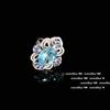 Anillo de gemas de topacio azul con sombra de agua de lago, chapado en oro de 18 quilates, collar con flor de circón del tesoro