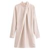 Roupas femininas transfronteiriças da Amazon 2024 novo estilo de desejo puro gola cor sólida vestido de saia drapeada macia E52802
