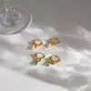 Pendientes Minimalistas de Acero Inoxidable Europeos y Americanos Wanxing con Colgante de Circonita Cuadrada Verde, Joyería de Lujo Ligero Transfronteriza de Nicho al por Mayor