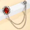 Nueva Moda Elegante Cadena de Suéter Broche de Rubí, Ropa Elegante para Eventos de Fiesta de Cóctel, Ramillete Versátil