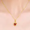 Romântico Diamante Eterno Coração Pingente Clavícula Cadeia Rubi Zircônia Coração Pingente Dia dos Namorados Namorada Presente