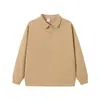 Sudadera Polo Color Puro Botones Solapa Manga Larga Ropa de Trabajo Color Puro Uniforme de Equipo Mismo Estilo Estampado para Hombres y Mujeres 320g