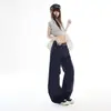 Jeans Largo Casual Preguiçoso Laranja Jovem Feminino Solto Emagrecimento Cobre-Pele Moda Versátil Calças Compridas