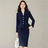 Atuendo profesional elegante, blazer de manga larga con cuello de traje pequeño, pantalones y falda para mujer, nuevo conjunto de dos piezas para venta al por mayor transfronteriza de otoño e invierno