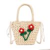 Bolsito de Hada Bolso de Paja de Verano para Niña de las Flores Bolso Cubo Tejido Estilo Vacacional Bolso Cruzado de Playa para Mujer