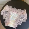 Calcinhas de Renda Sexy de Cetim para Mulheres, Estilo Francês de Cintura Baixa, Virilha de Algodão Puro Respirável, Calcinhas Finas de Algodão para Meninas