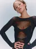 Bodysuit Vazado Hot-Selling Europeu e Americano para Comércio Exterior com Strass no Corpo Inteiro, Camiseta Base Colada ao Corpo, Body Sexy de Rede para Hot Girl