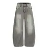 Jeans Scimitar Lavados Vintage de Alta Resistencia Silueta Retro Americana Pantalones Casuales Sueltos de Pierna Ancha Pantalones Casuales Largos para Hombre