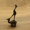 Nova tartaruga de latão guindaste vintage para casa escritório mesa pequenos enfeites antigo animal de estimação de chá peso de papel porta-caneta alça atacado