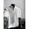 Camiseta de manga larga con cuello henley texturizado estilo americano para hombre, capa base deportiva casual de otoño, top holgado de moda